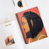 Notebook, journal, stationary, paper, Harmony 3D Hair Art Orange background with asymmetrical box braids and glasses. Black art, 3D Hair art, natural hair art