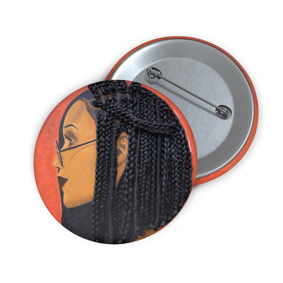 Button, pin Harmony 3D Hair Art Orange background with asymmetrical  box braids and glasses. Black art, 3D Hair art, natural hair art, melanin